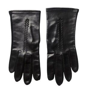 Vtg Made in Japan Black Beaded Vinyl Gloves Womens One Size Stretch  Size 6.6-7